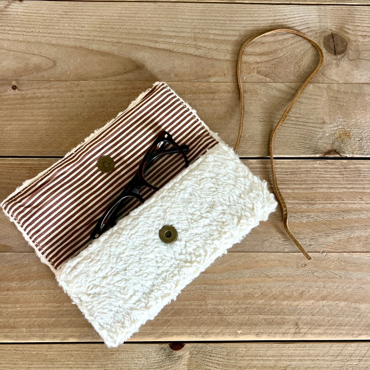 Pochette à lunettes de soleil peluche en coton pour l’hiver