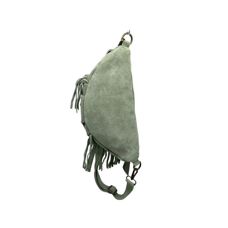 Sac banane cuir Suède Esperanza vert
