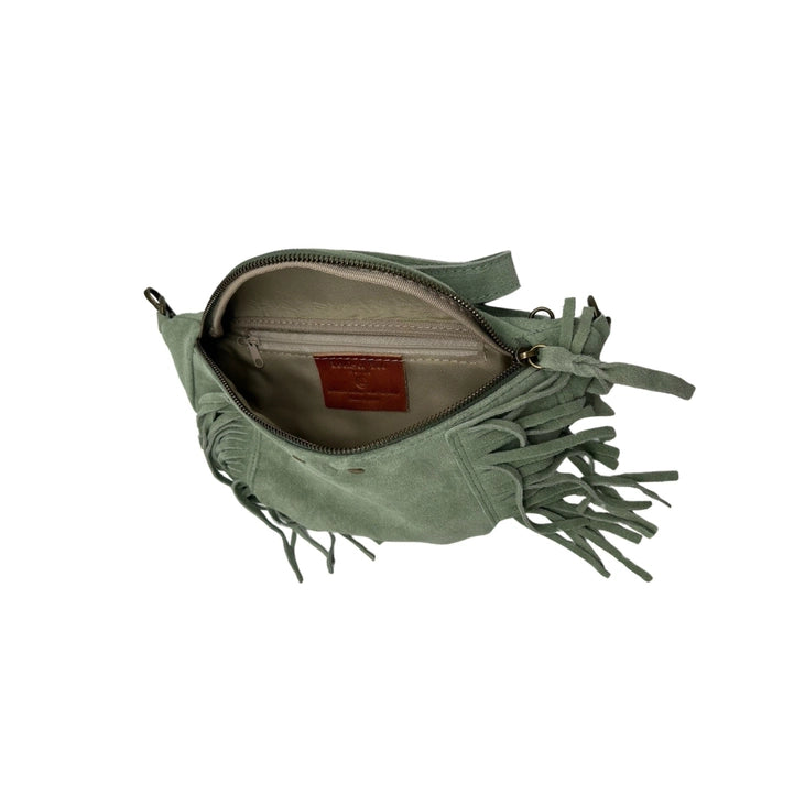 Sac banane cuir Suède Esperanza vert