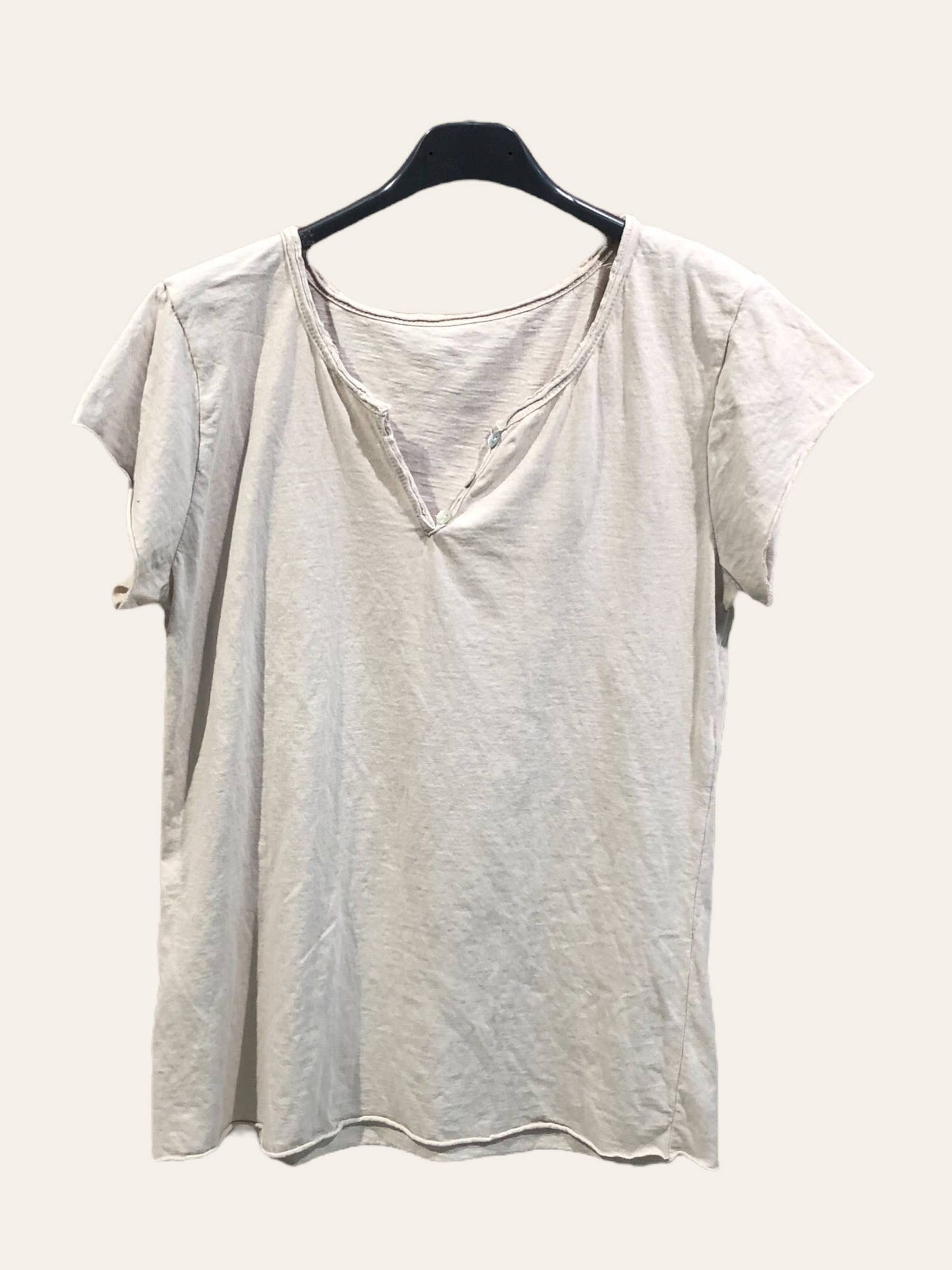 T-shirt uni col tunisien 3 boutons