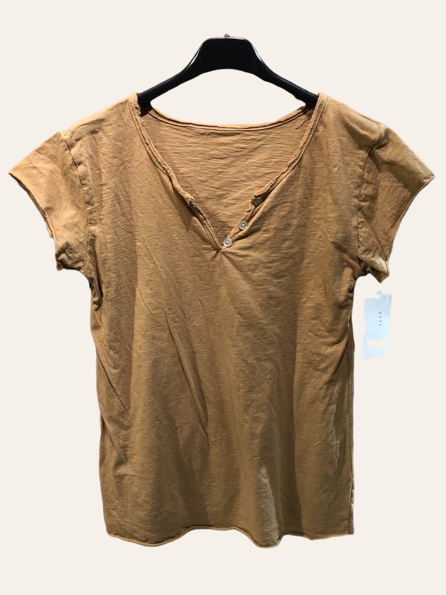 T-shirt uni col tunisien 3 boutons