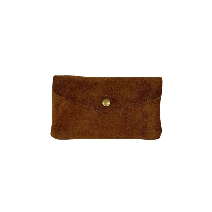 Porte-monnaie moyen cuir Suède camel