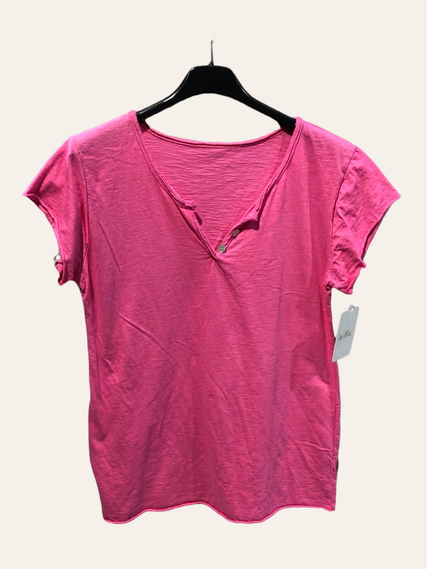 T-shirt uni col tunisien 3 boutons