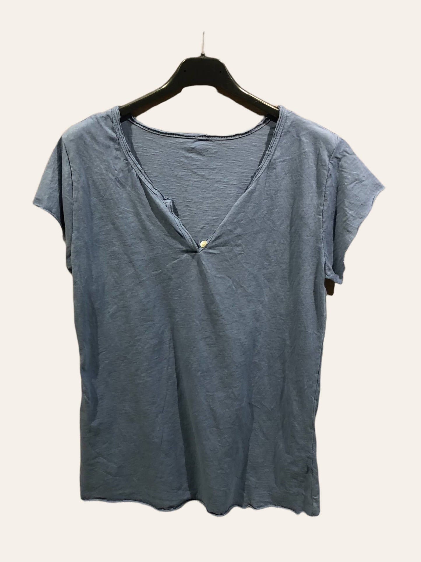 T-shirt uni col tunisien 3 boutons
