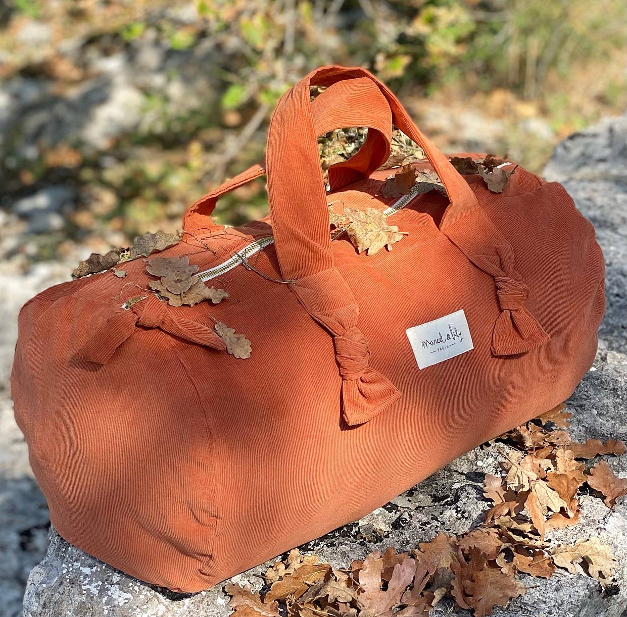 Sac polochon velours - rouille