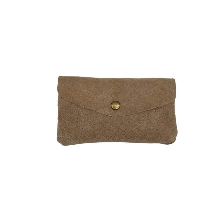 Porte-monnaie moyen cuir Suède beige