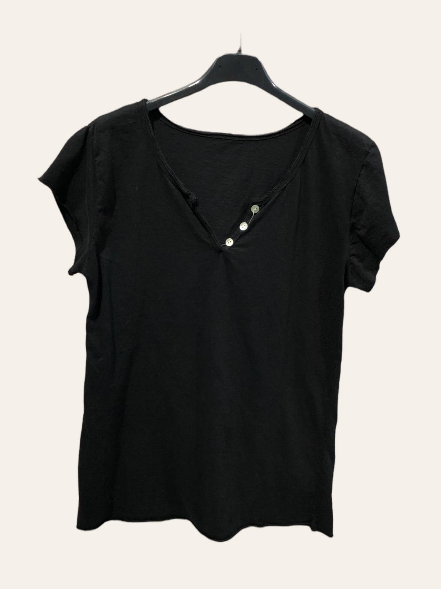 T-shirt uni col tunisien 3 boutons