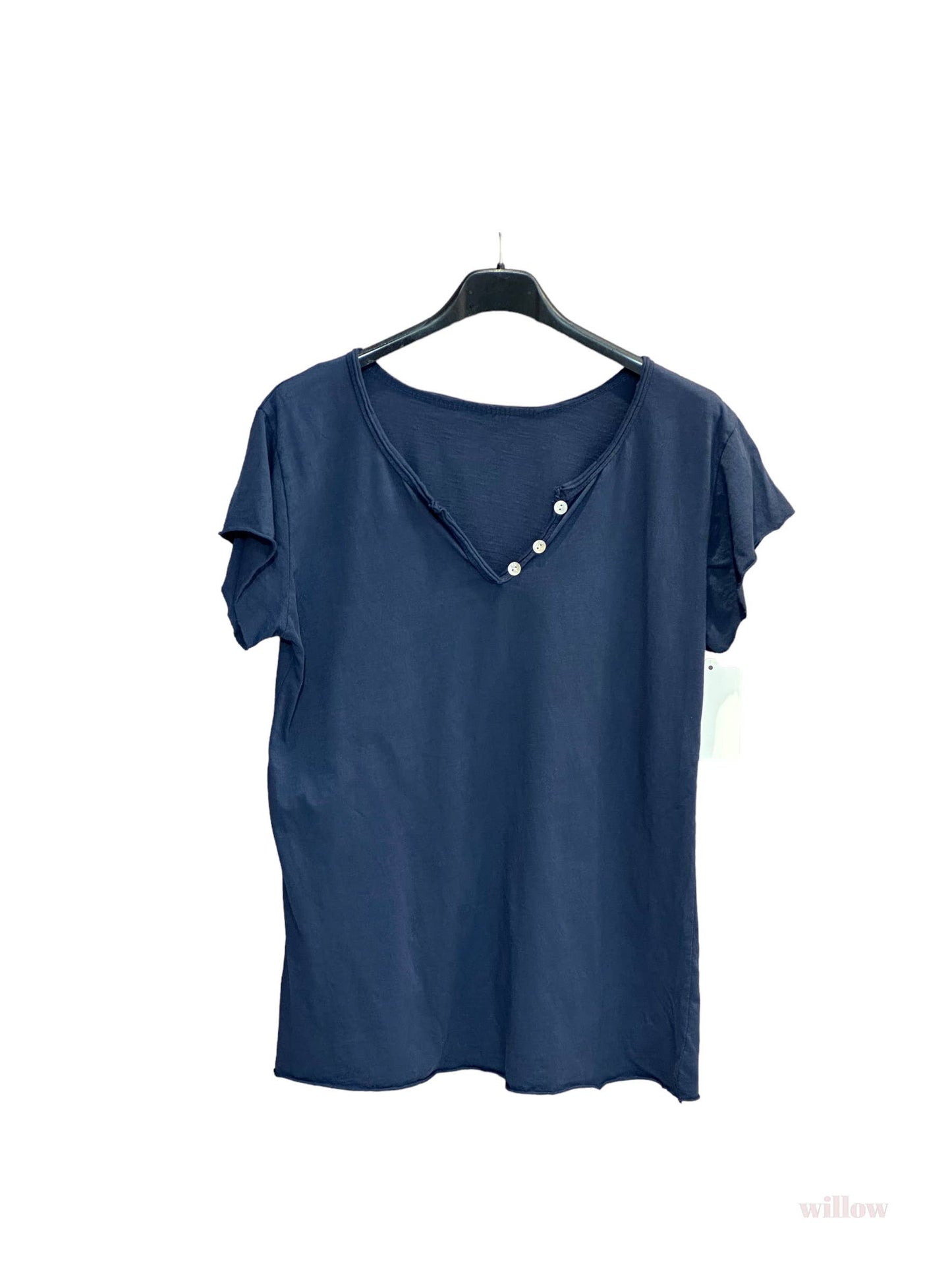 T-shirt uni col tunisien 3 boutons
