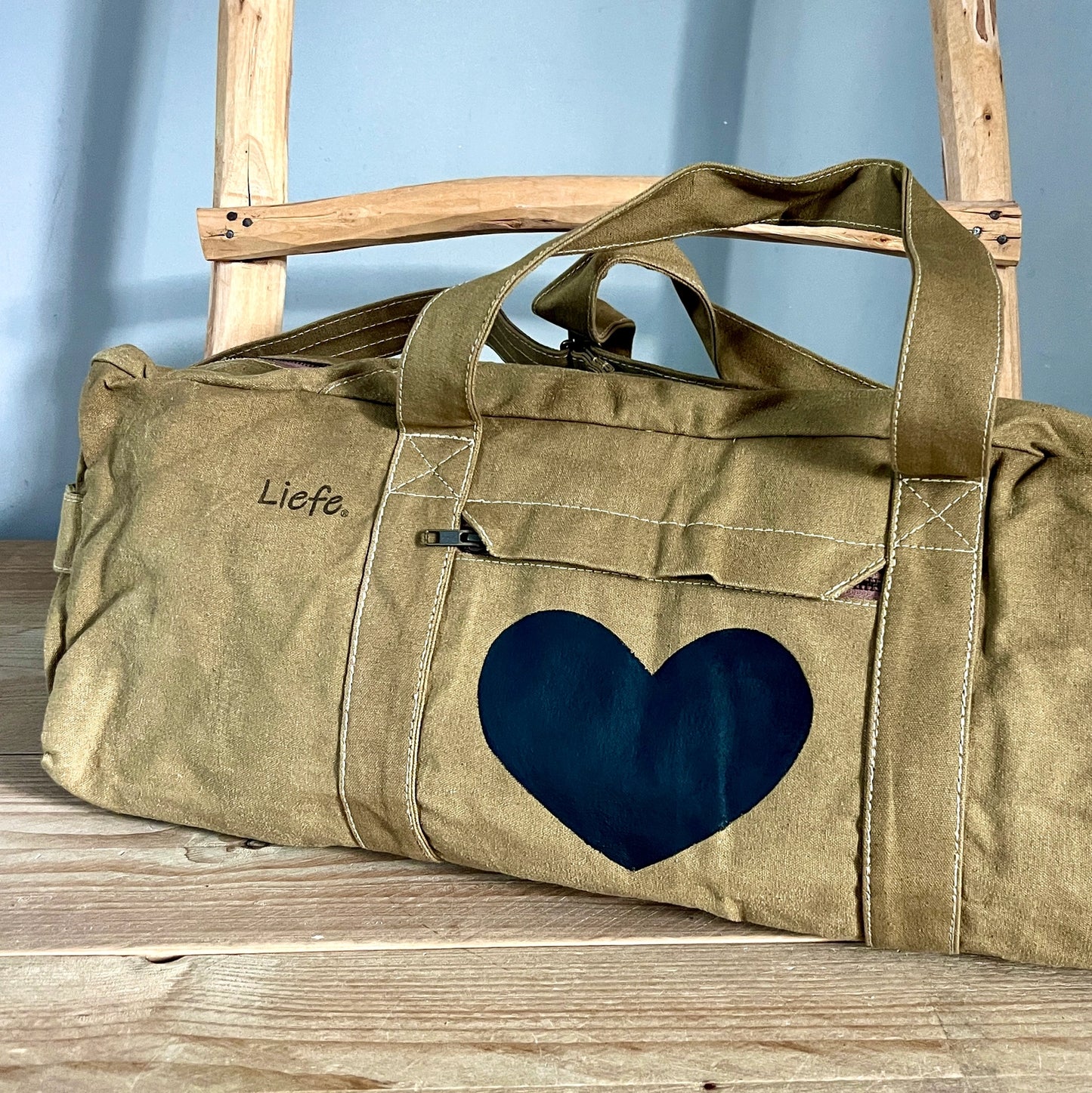 Sac de yoga/sport cœur noir (toile foncée)