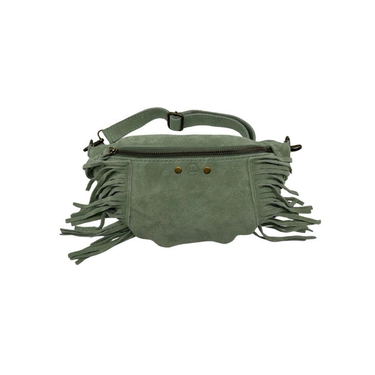 Sac banane cuir Suède Esperanza vert