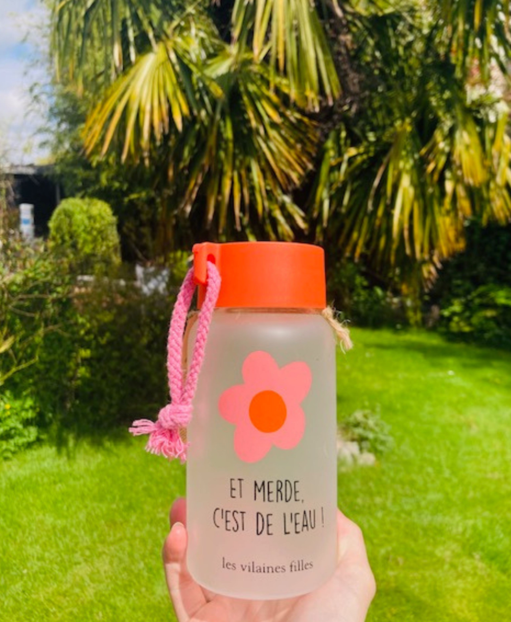 Idée cadeau : Gourde en verre "Et M****...C'est de l'eau !"