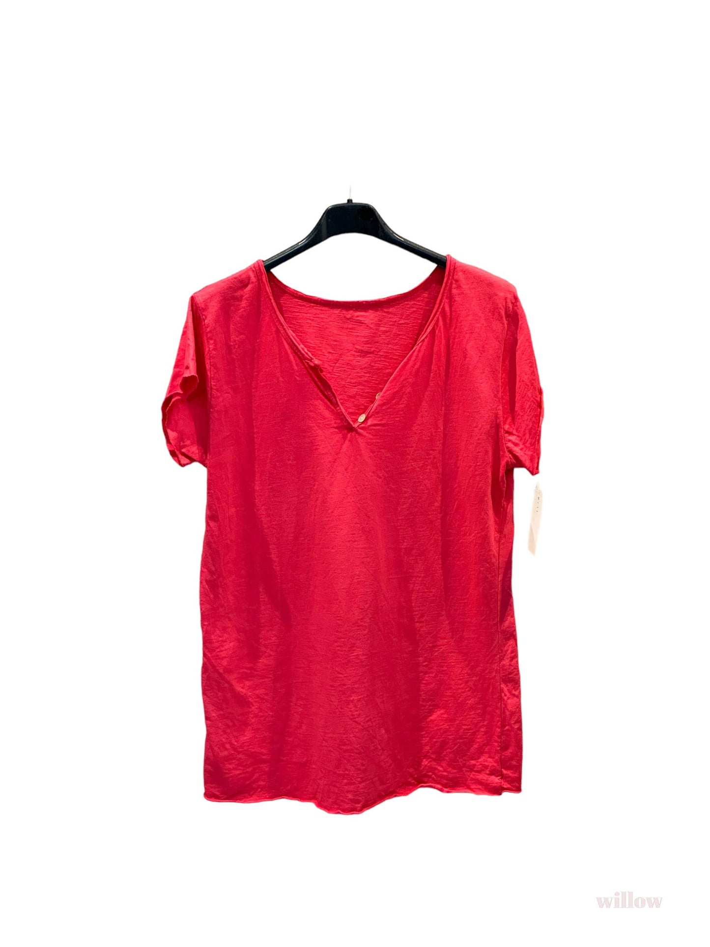 T-shirt uni col tunisien 3 boutons