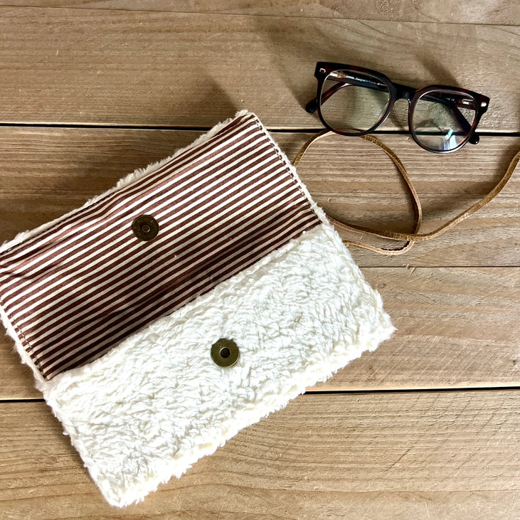 Pochette à lunettes de soleil peluche en coton pour l’hiver