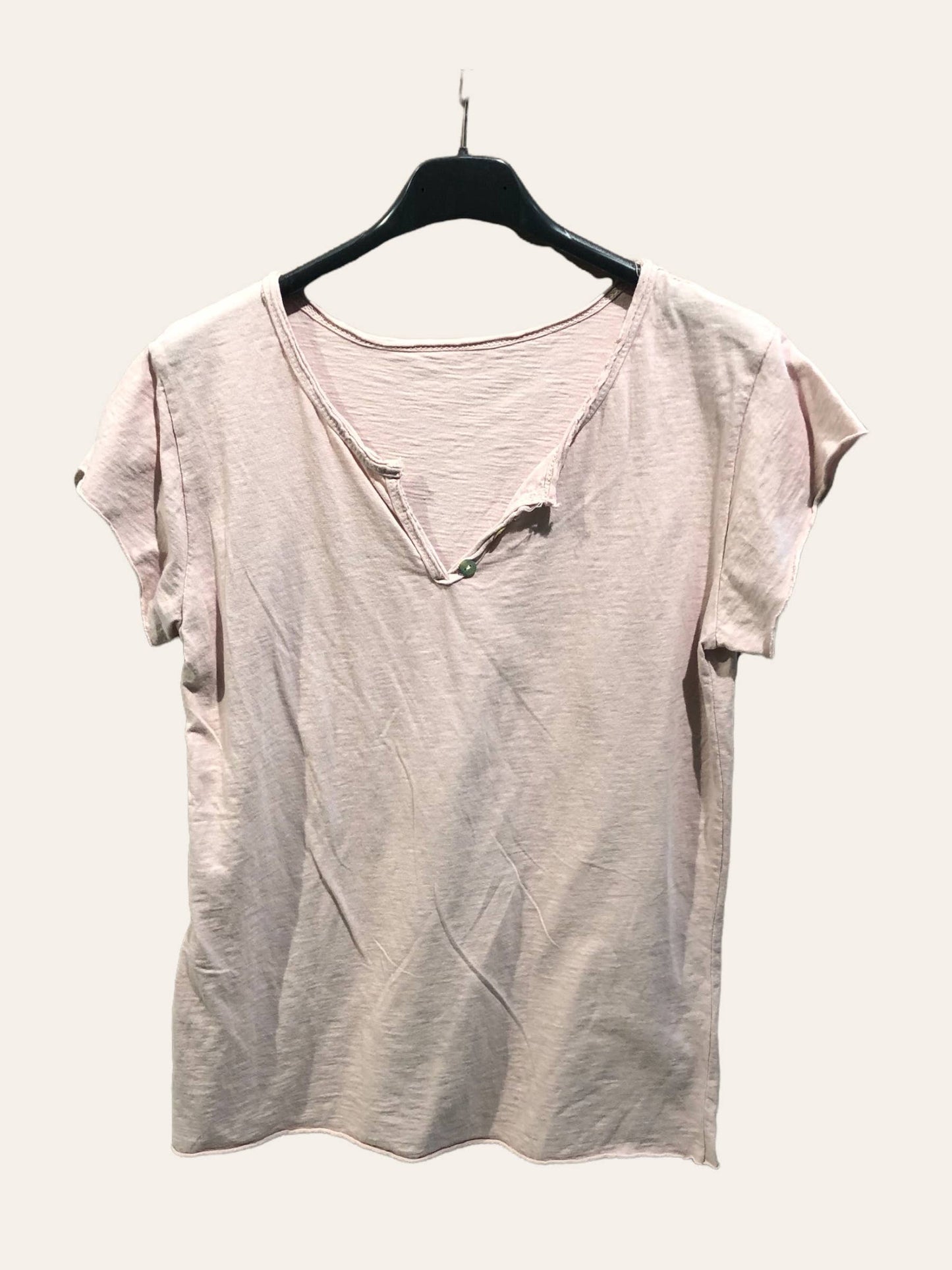 T-shirt uni col tunisien 3 boutons