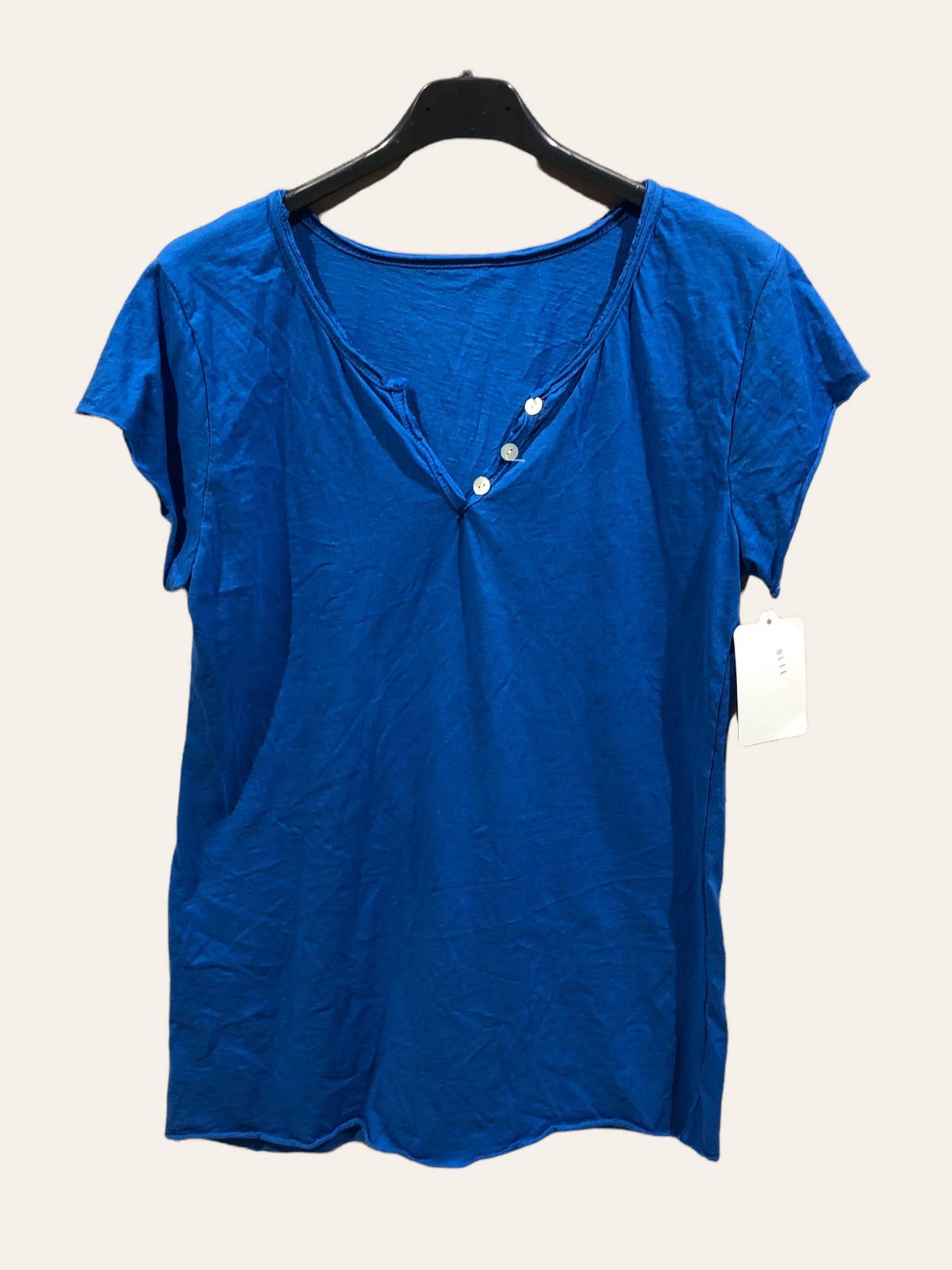 T-shirt uni col tunisien 3 boutons