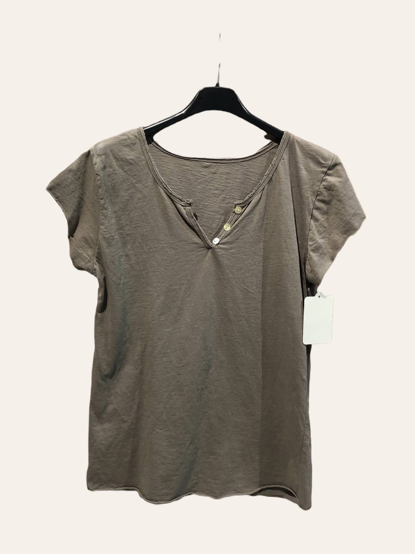 T-shirt uni col tunisien 3 boutons