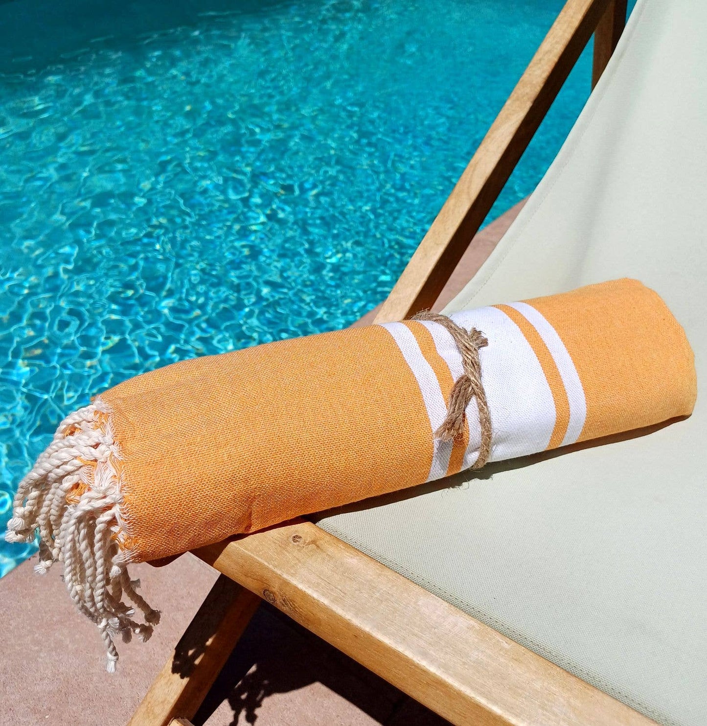 Tote Bag Fouta bande blanche Auténtica orange
