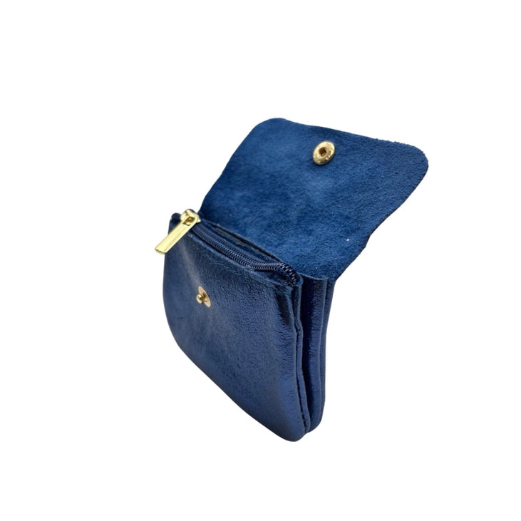 Porte-monnaie cuir irisé bleu