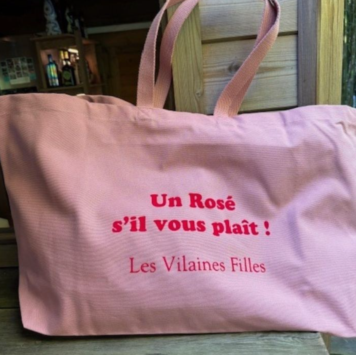 Sac XXL en coton Un rosé svp coloris Rose marque les vilain