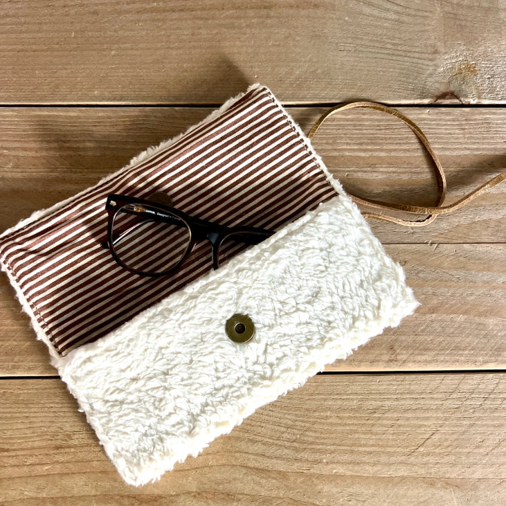 Pochette à lunettes de soleil peluche en coton pour l’hiver