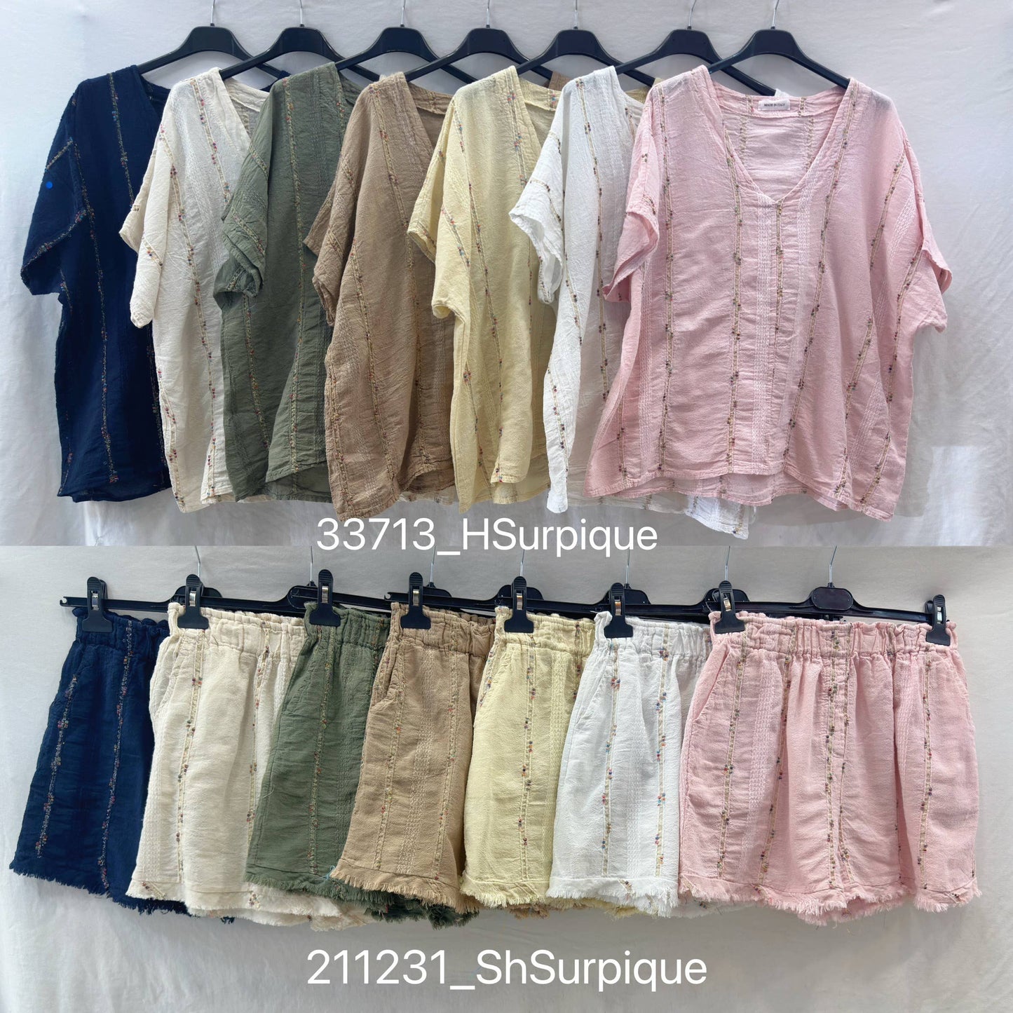 Short à Surpiqûres en Lin et Coton @211231_ShSurpique