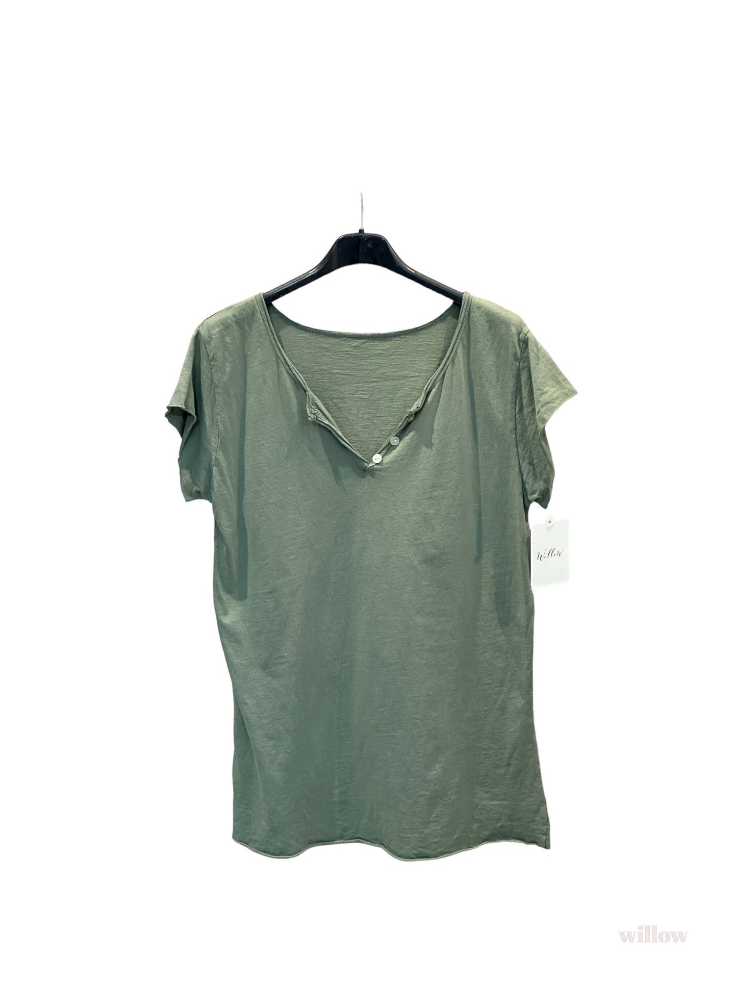 T-shirt uni col tunisien 3 boutons