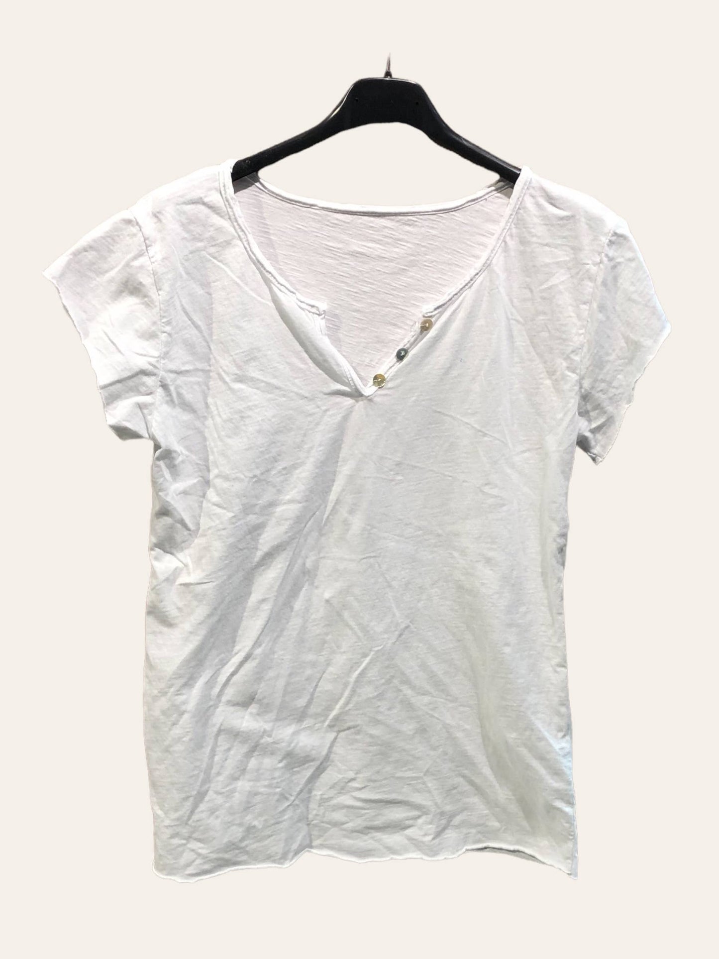 T-shirt uni col tunisien 3 boutons
