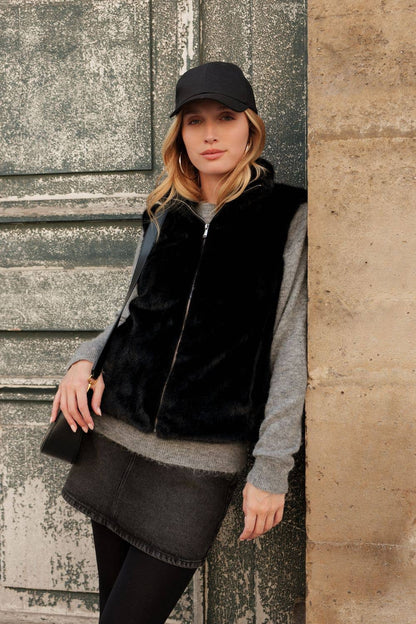 Gilet sans manche en fausse fourrure ultra douce