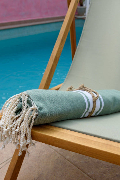 Tote Bag Fouta bande blanche Auténtica Vert sauge