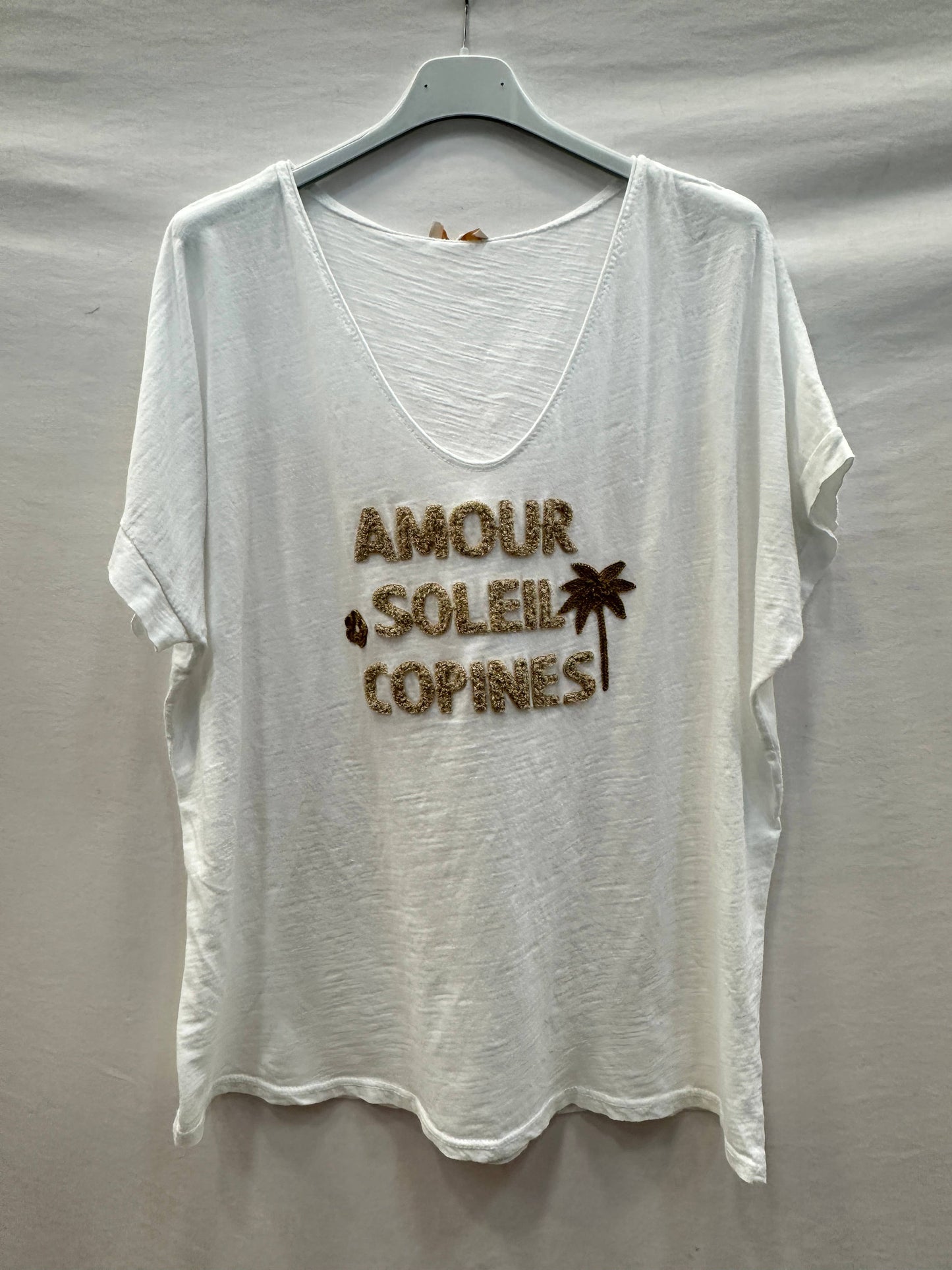 T-shirt Blanc "AMOUR SOLEIL COPINES" @91860_TsAmourSummer