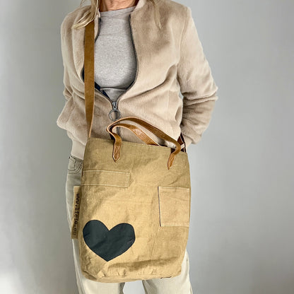 Vintage Sac Seau cœur noir (toile foncée)