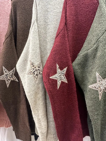 Pull Avec Deux Étoile Léopard  @23630_Pul2EtoileLeo
