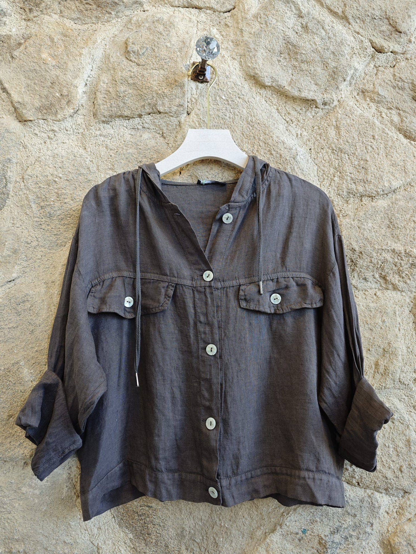 Réf-224150 BLOUSE À CAPUCHE LIN 100%