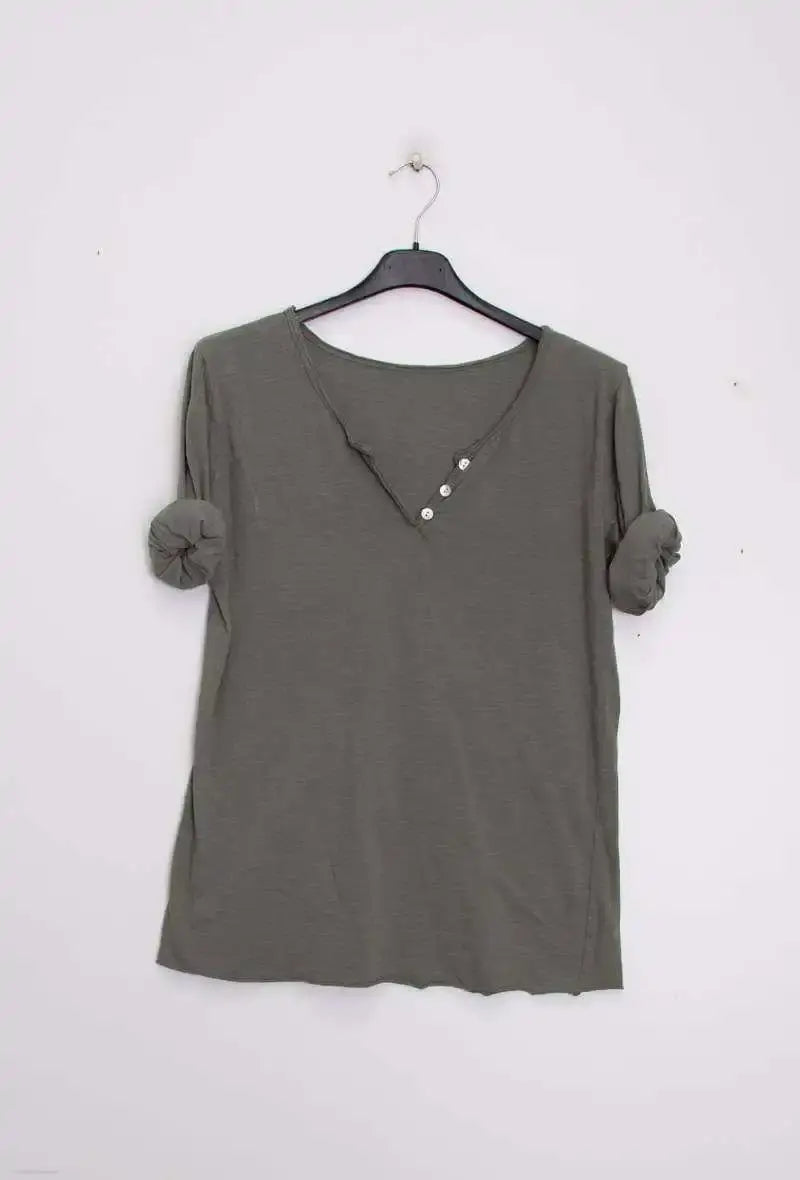 T-Shirt col tunisien manches longues @9925 col tunisien