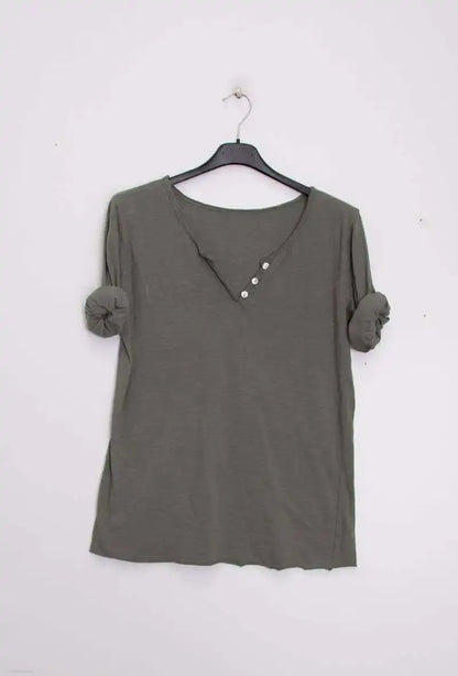T-Shirt col tunisien manches longues @9925 col tunisien