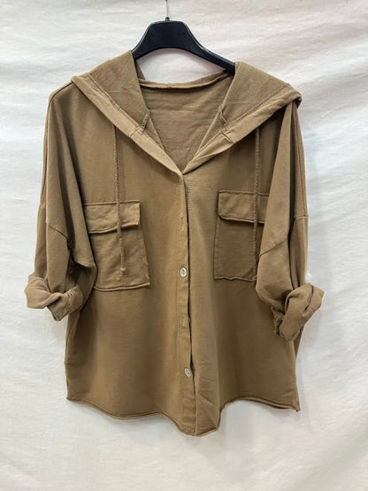 Gilet Boutonnage À Capuche Avec Deux Poches @10283_GiBoutPoc