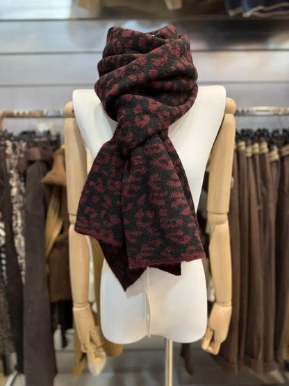 Écharpe En Maille Léopard Réversible @35725_EcharpeLeo