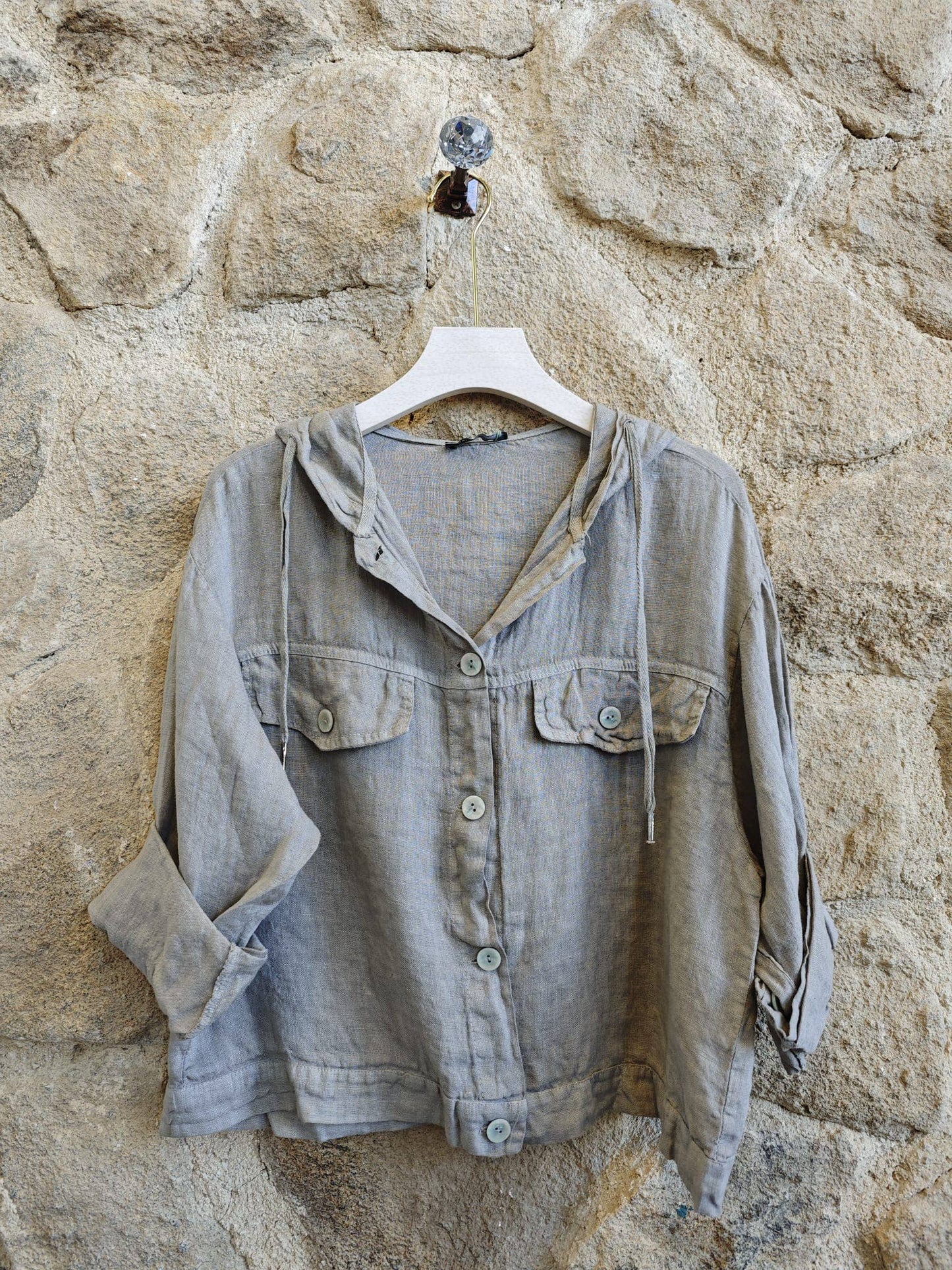 Réf-224150 BLOUSE À CAPUCHE LIN 100%