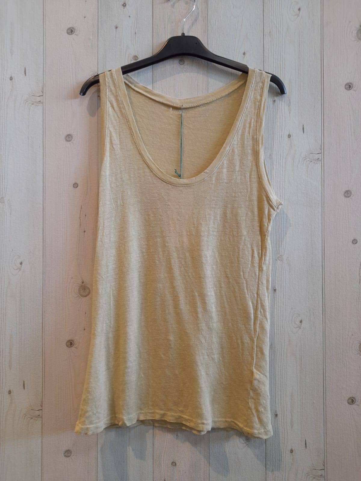 Réf-3981 T-SHIRT BASIQUE À BRETELLES 100 % LIN