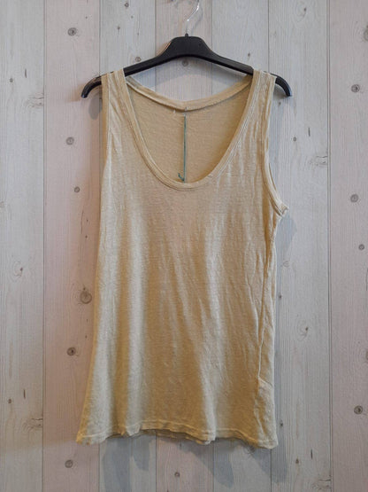 Réf-3981 T-SHIRT BASIQUE À BRETELLES 100 % LIN