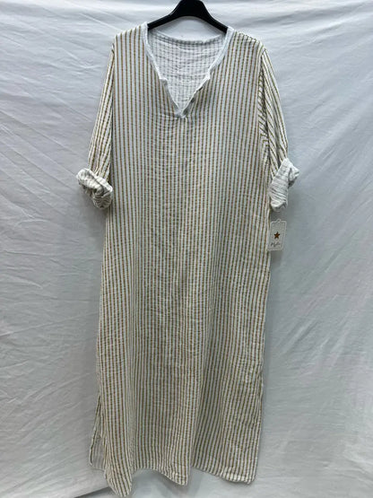 Robe longe  à rayure avec boutons @81820_RLBoutRayure