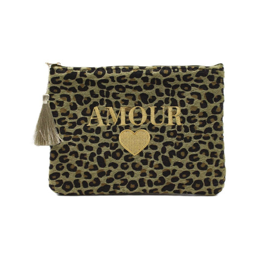 Pochette léopard message AMOUR