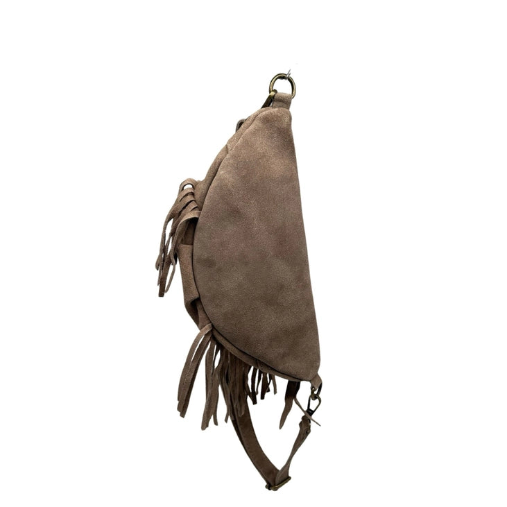 Sac banane cuir Suède Esperanza taupe