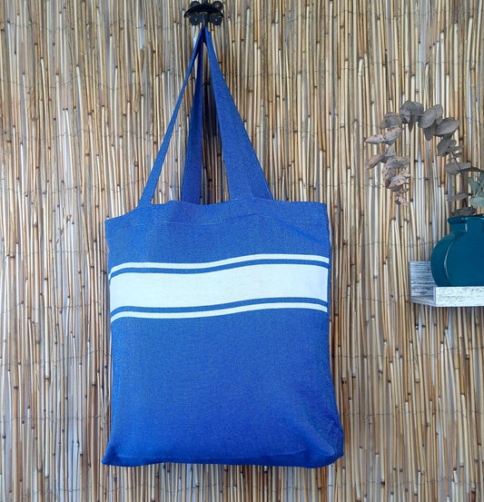 Tote Bag Fouta bande blanche Auténtica Bleu bic