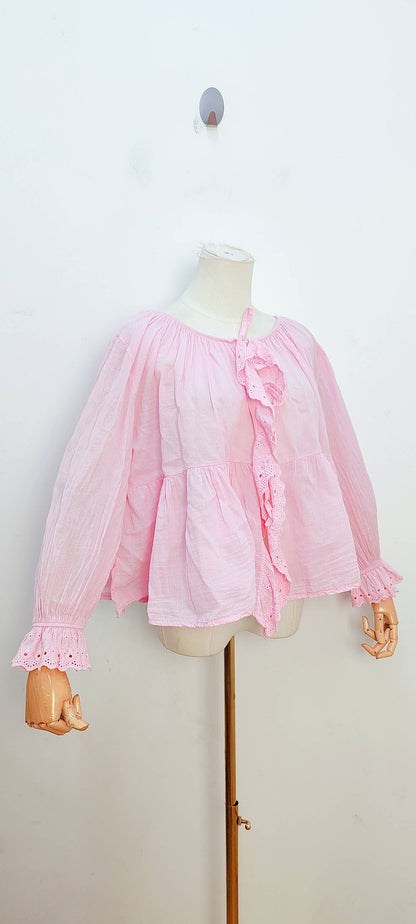 Blouse bohème manches longues à volants