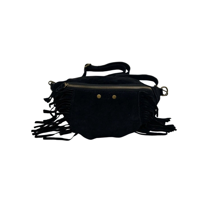 Sac banane cuir Suède Esperanza noir