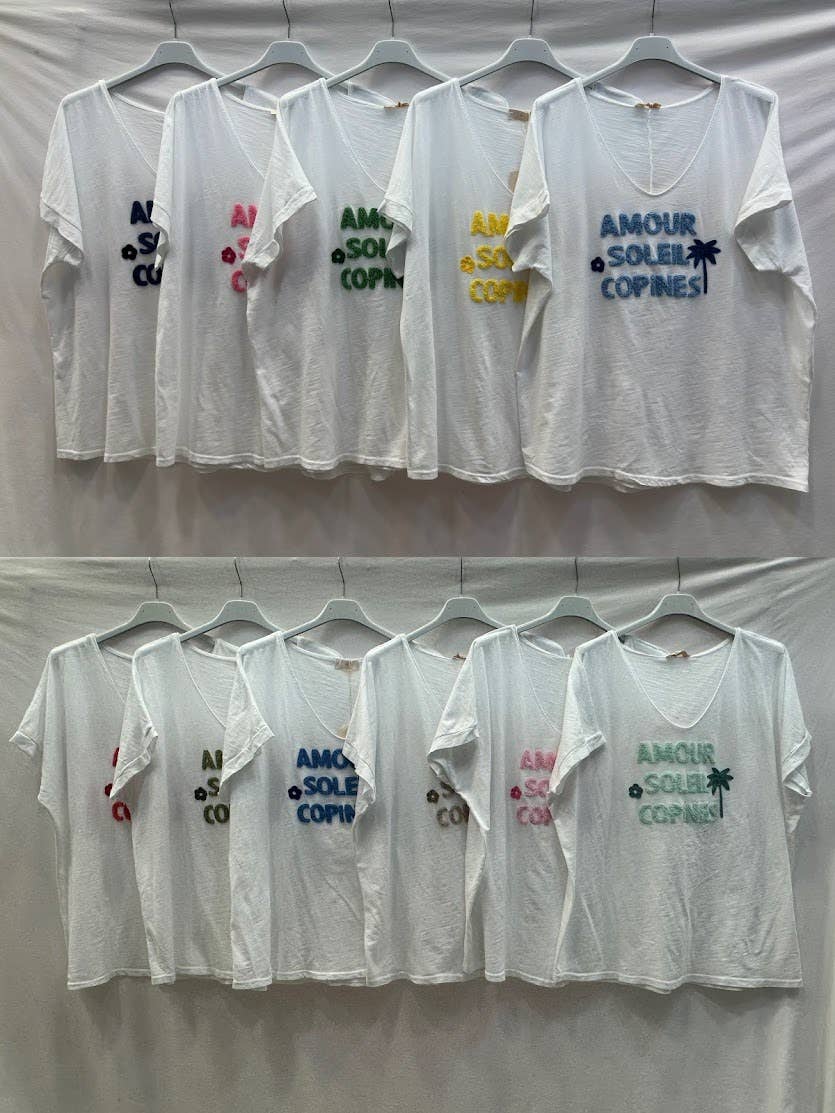 T-shirt Blanc "AMOUR SOLEIL COPINES" @91860_TsAmourSummer