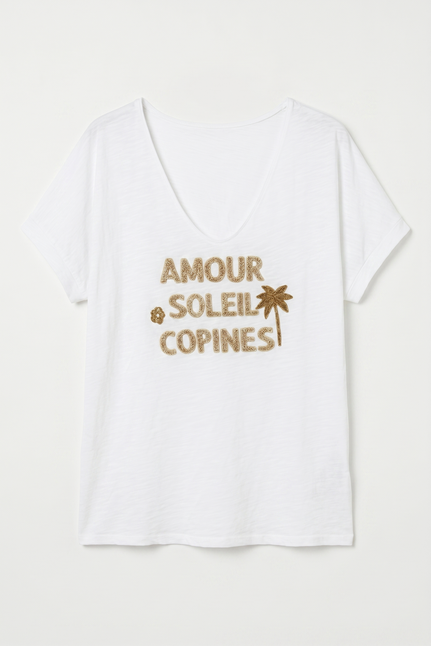 T-shirt Blanc "AMOUR SOLEIL COPINES" @91860_TsAmourSummer