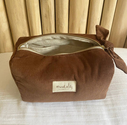 Trousse de toilette- Velours - Châtaigne