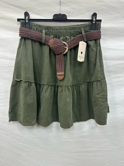 Jupe Courte À Volants En Velours @9731_JuVCourte